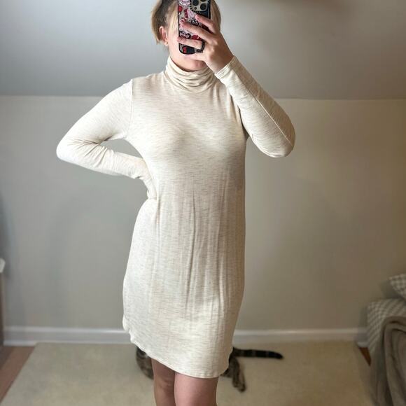 Abercrombie: Cream Heathered Turtleneck Dress - Picture 1 of 7
